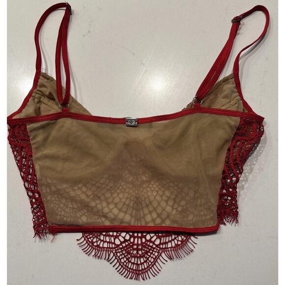 For Love & Lemons Skivvies Size XS Red Nude Underwire Bralette Bra Festival READ - Picture 5 of 8